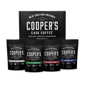 Bourbon & Whiskey Barrel Aged Coffee Box Set with Four Whole Bean Single Origin Coffees